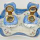 Double antique inkwells in hand-painted porcelain, nineteenth century