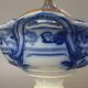 Beautiful covered tripod compote dish in blue and gold earthenware from the late 19th century SC