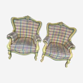 lot de deux fauteuils style baroque rococo