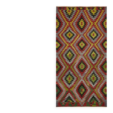 Turkish Handmade Vintage Anatolian Kilim 181 cm x 351 cm