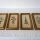 Set of 4 vintage plant botanical lithograph paintings
