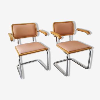 Paire de fauteuils de Marcel Breuer 1980 skaï