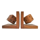 Pair of bookends style Art Deco oak decoration dice