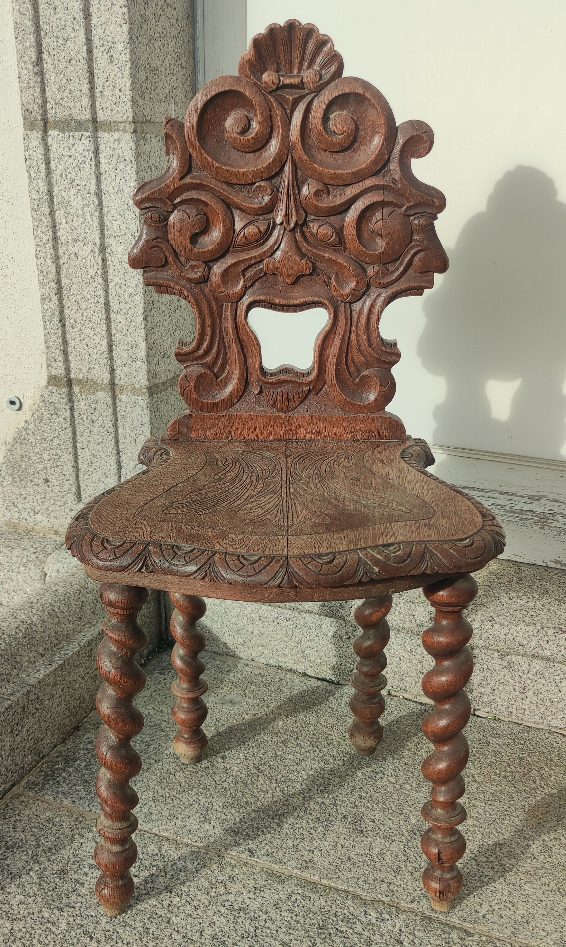 Old carved wooden chair