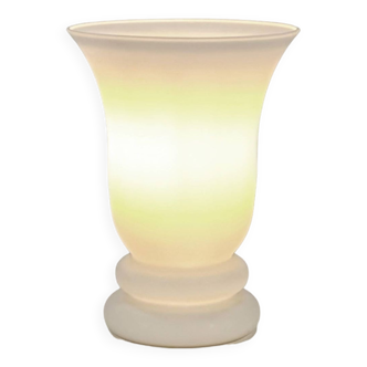 Vintage, Lampe de table Uplighter, Verre Opaline Blanc, Style Art Déco