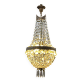 Lustre montgolfière à pampilles début XXème