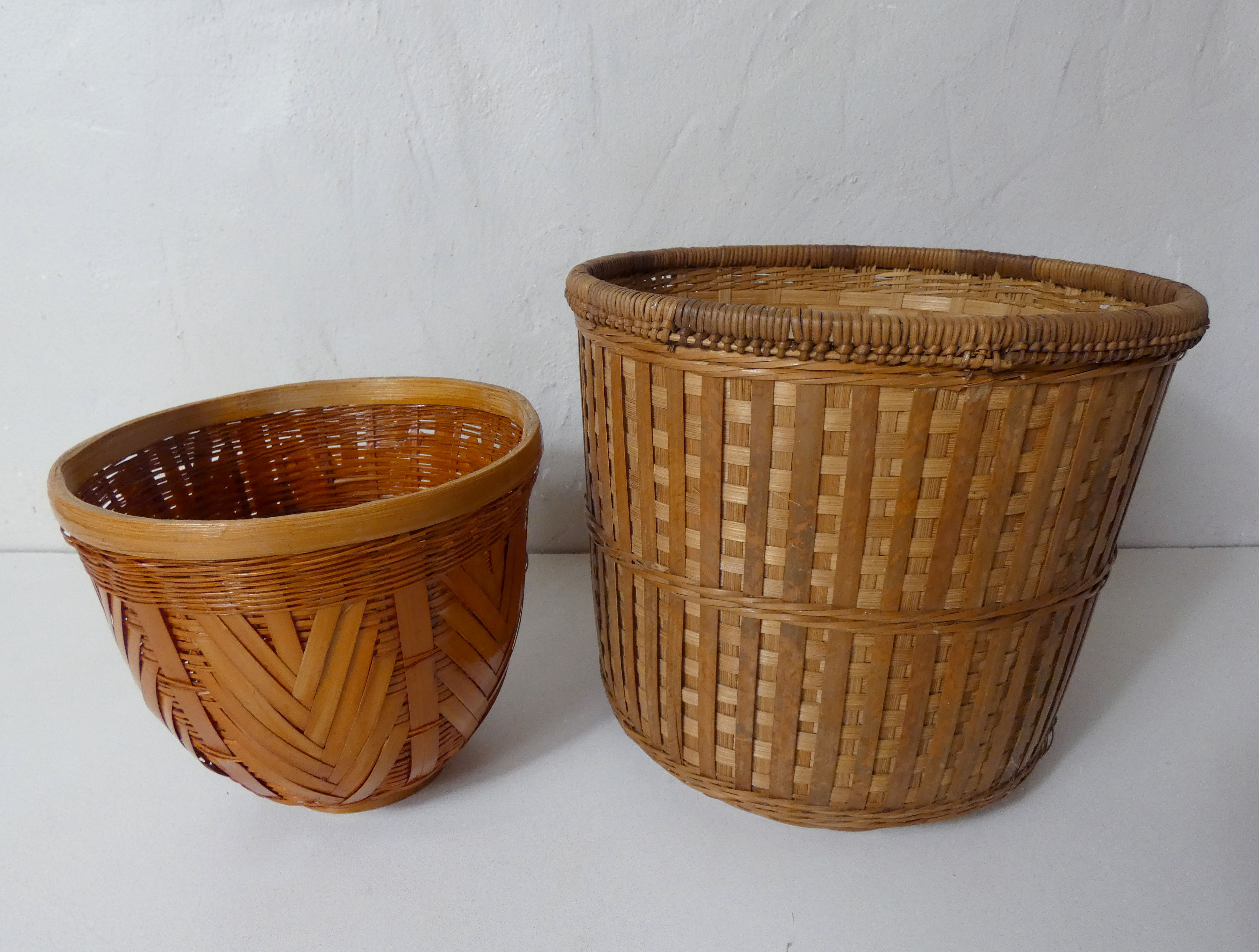 2 rattan pot covers