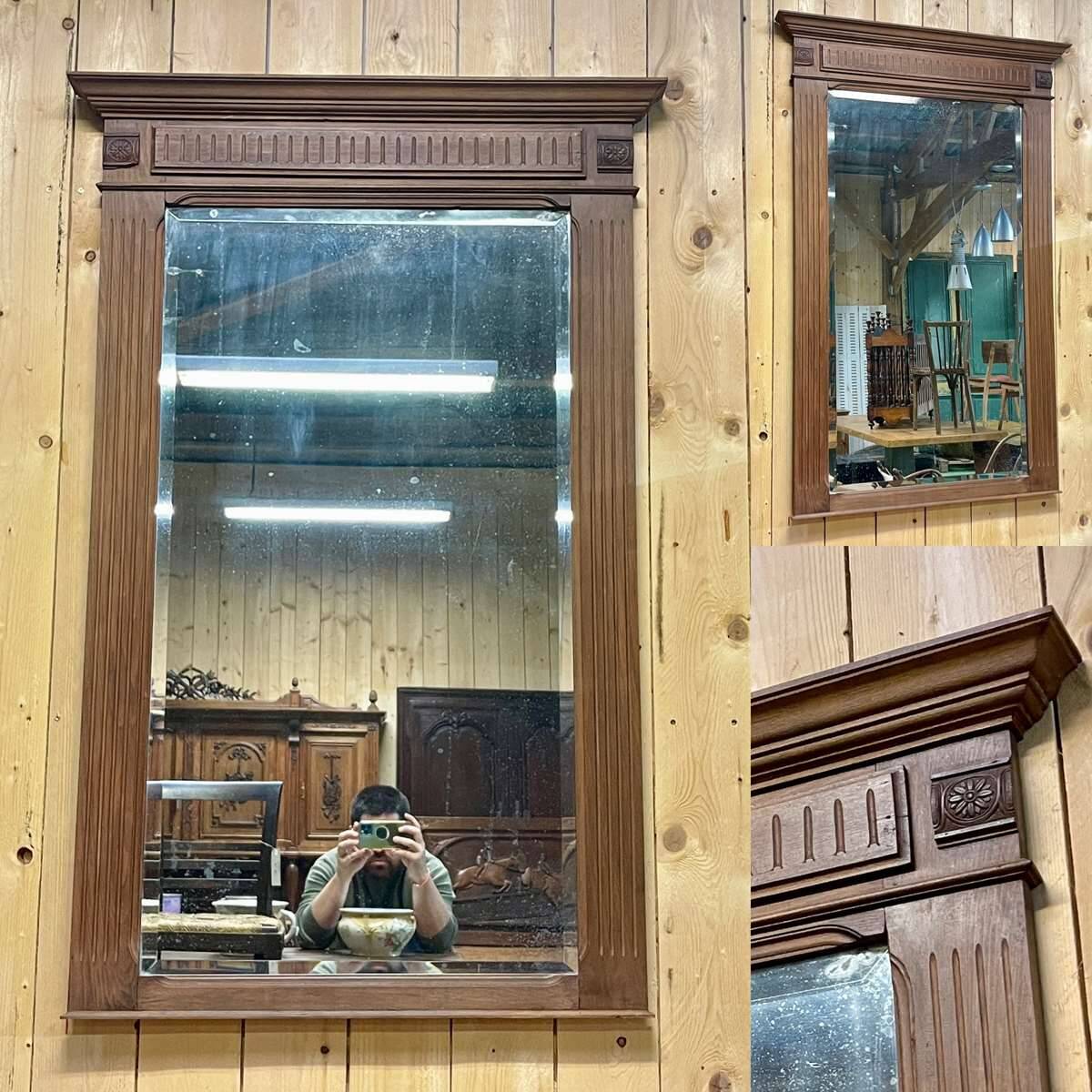 Early 20th century beechwood mirror - 143x92cm