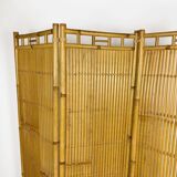 Vintage rattan and bamboo 3-panel screen