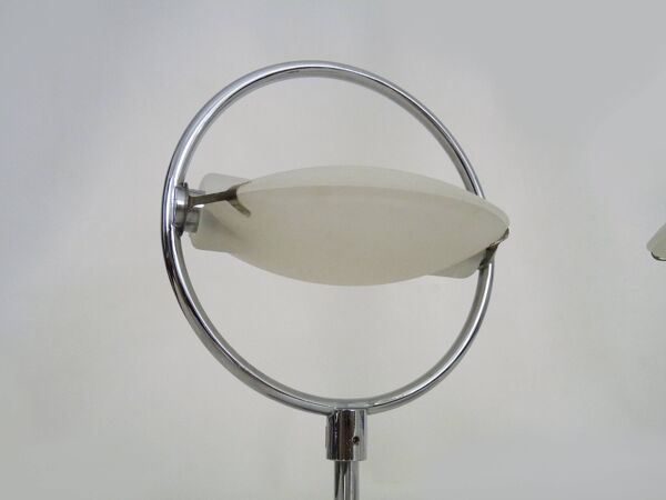 Paire d'appliques italienne Fontana Arte Nobi en métal chromé verre satiné