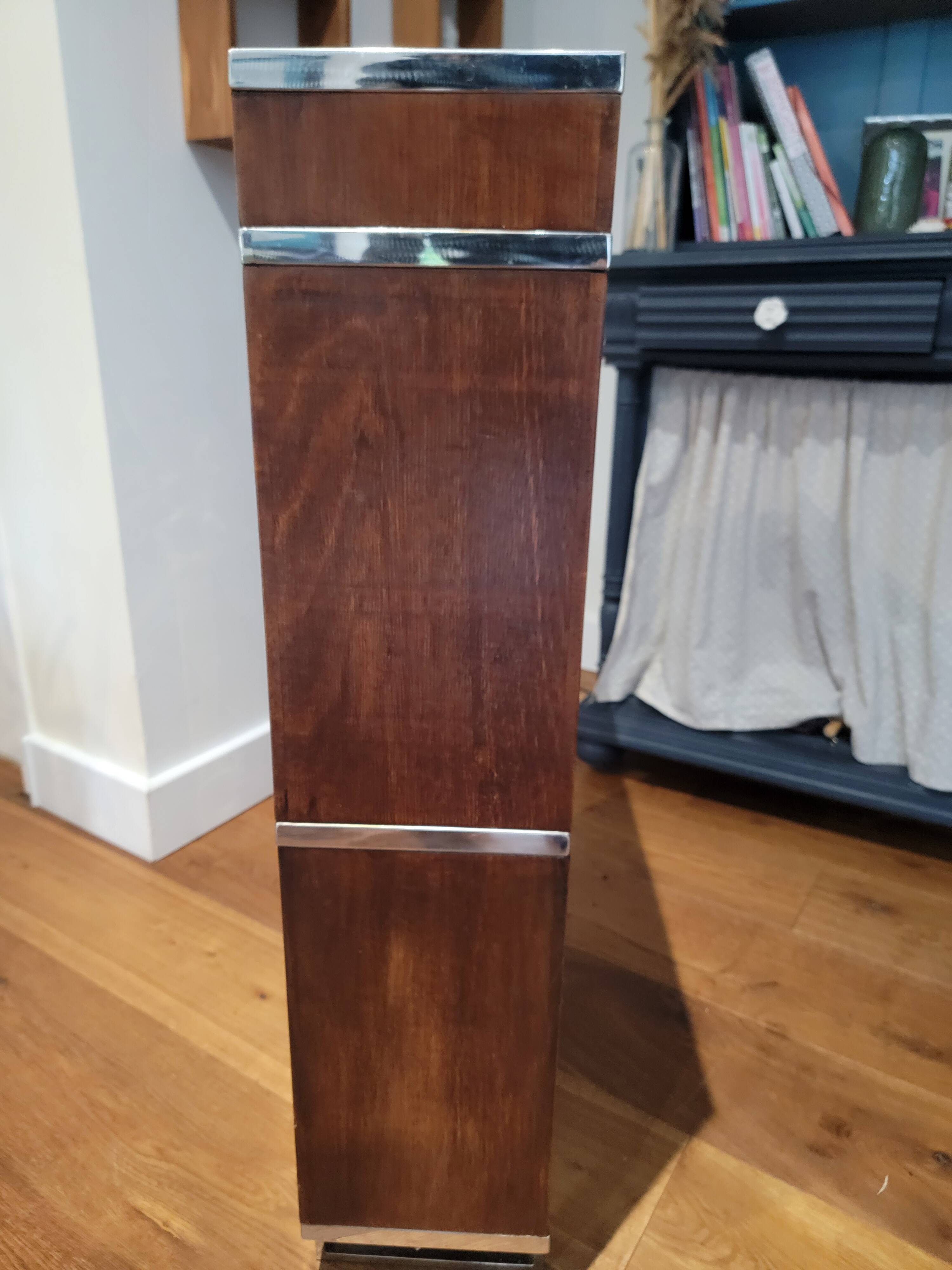 Art Deco style shelf in wood and stainless steel