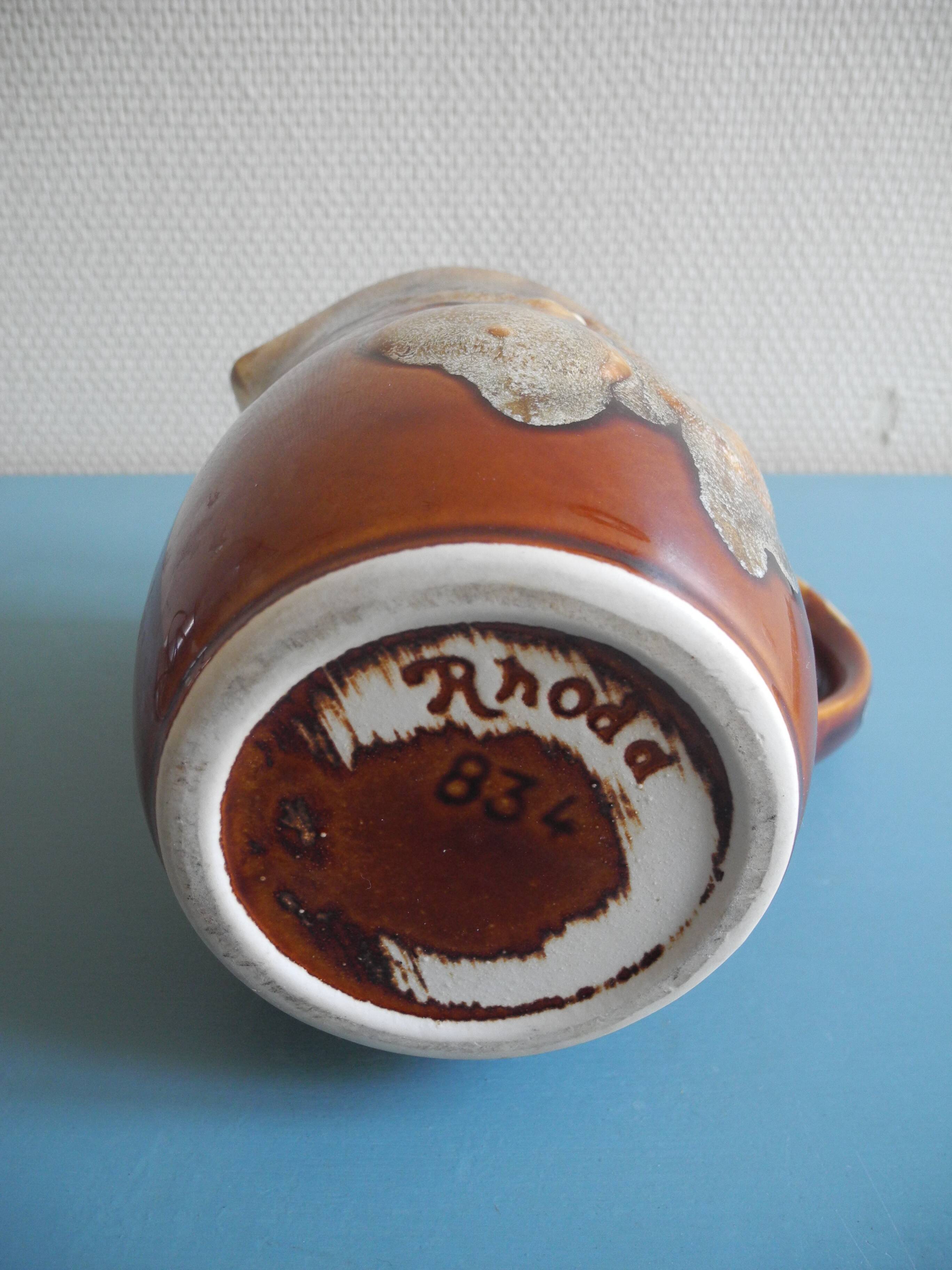 vintage Rhoda ceramic pitcher/jug, fat lava