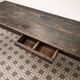 Narrow old wooden farmhouse table
