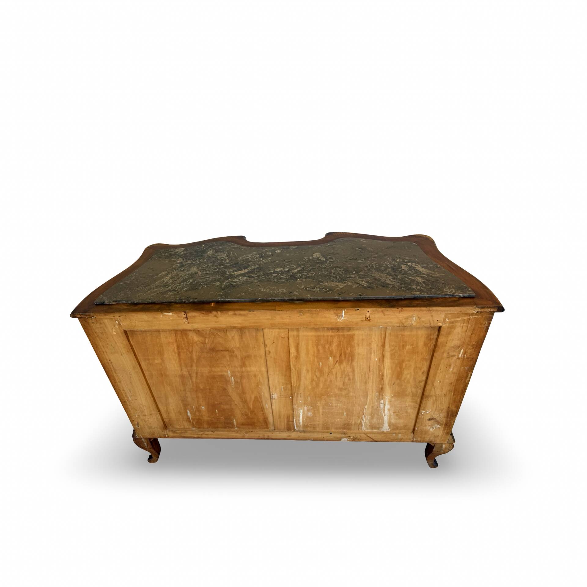 serpentine commode in antique walnut
