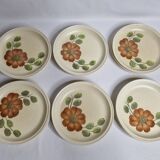 Set of 12 dessert plates decorated with flowers, Revernay art workshop, 20 cm