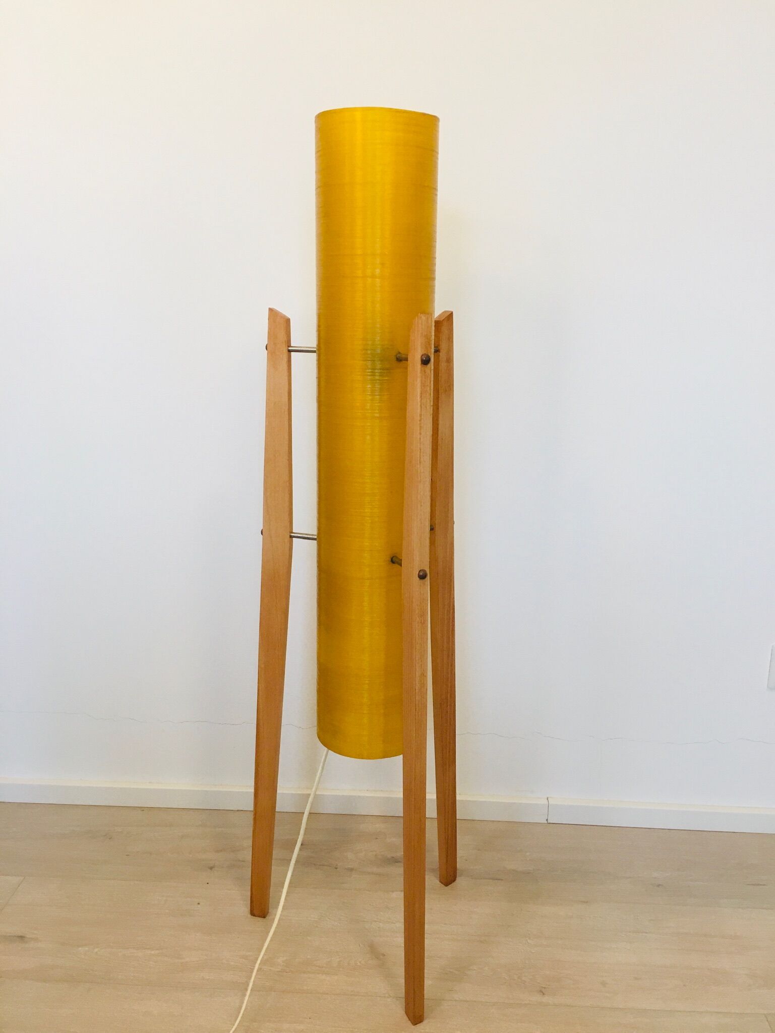 Yellow Space Age Rocket Lamp, 1970s