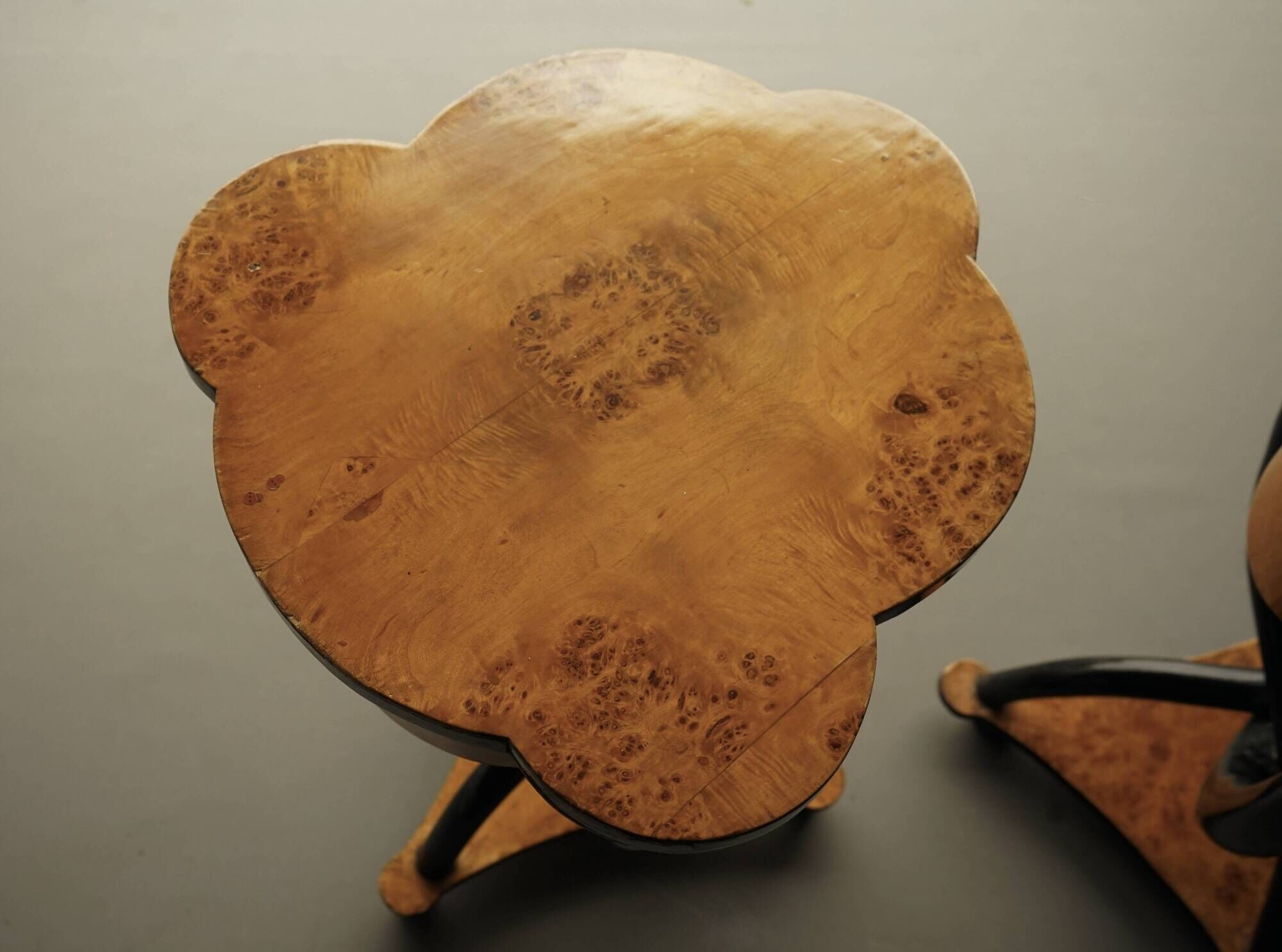 Decorative Italian Burl Maple and Birch wood Side Tables. 1950s