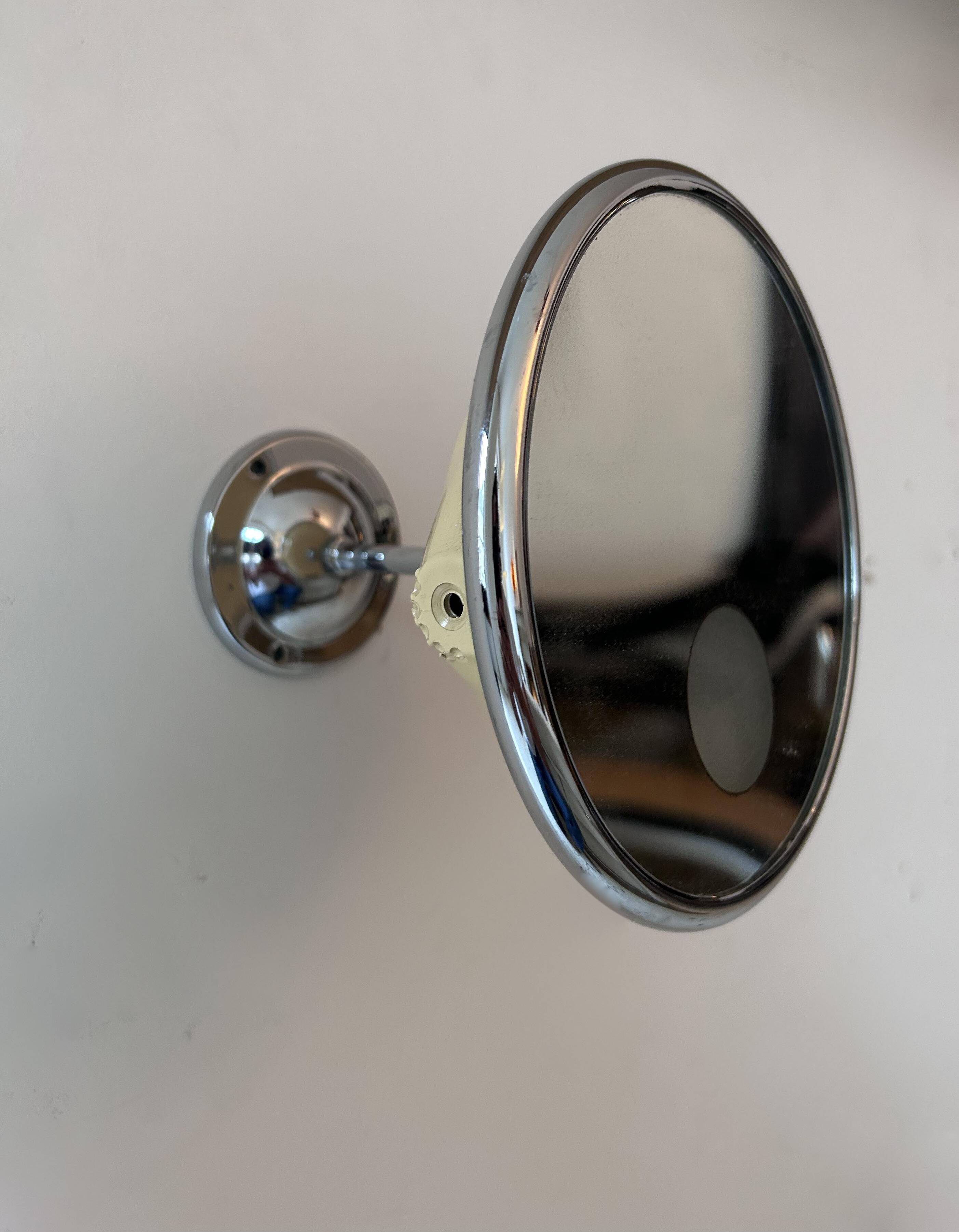 Vintage adjustable chrome mirror, magnifying and illuminating, France 1970