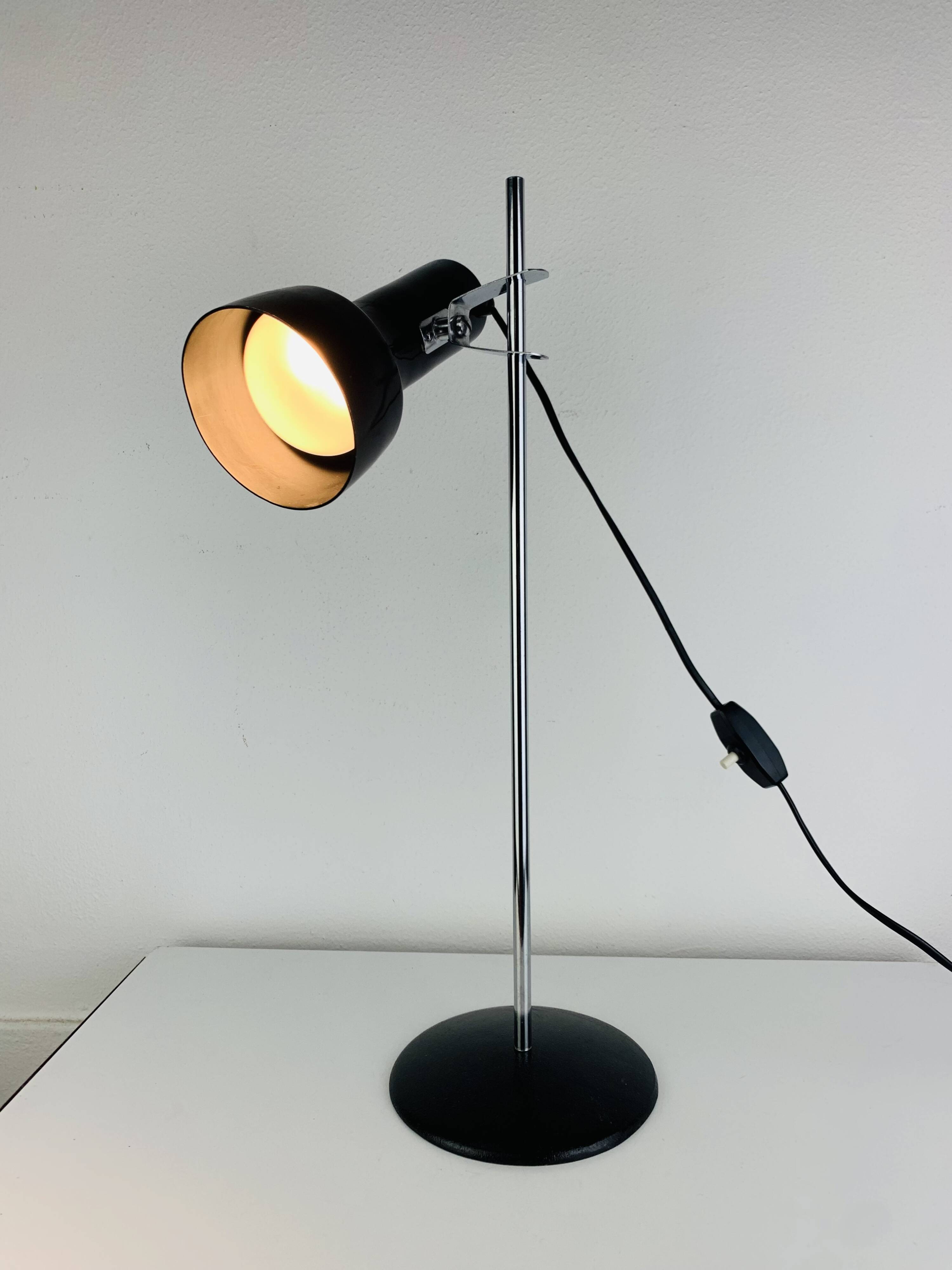 Lampe de bureau spot noir et chrome, années 60, réglable