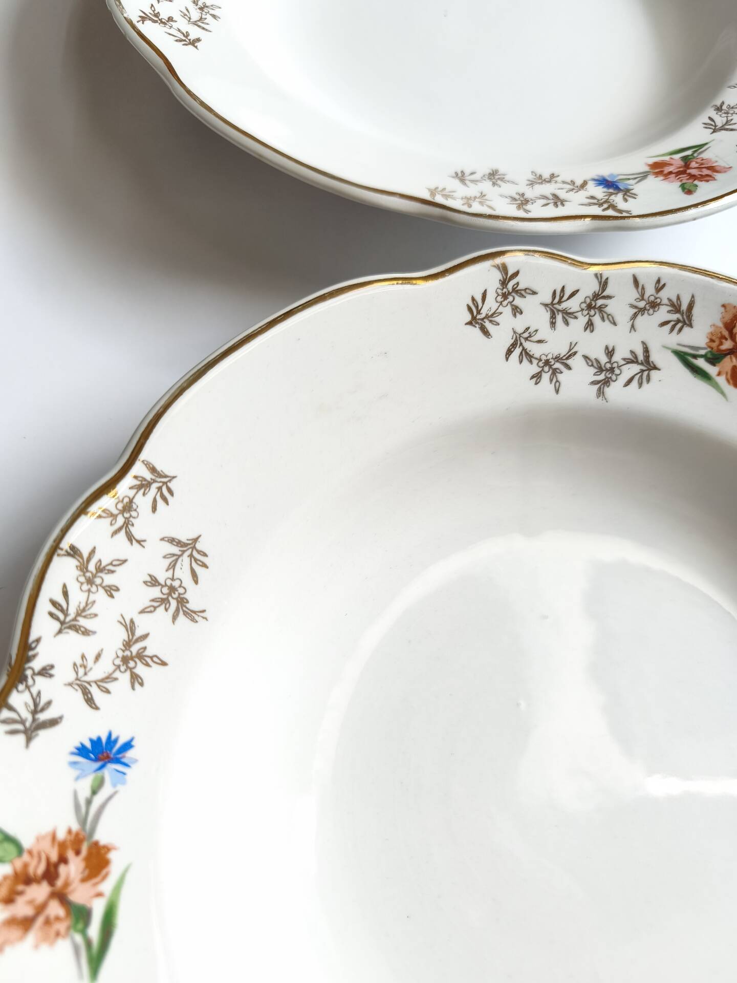 Lot de 4 assiettes creuses vintage Sarreguemines modèle Béarn fleurs
