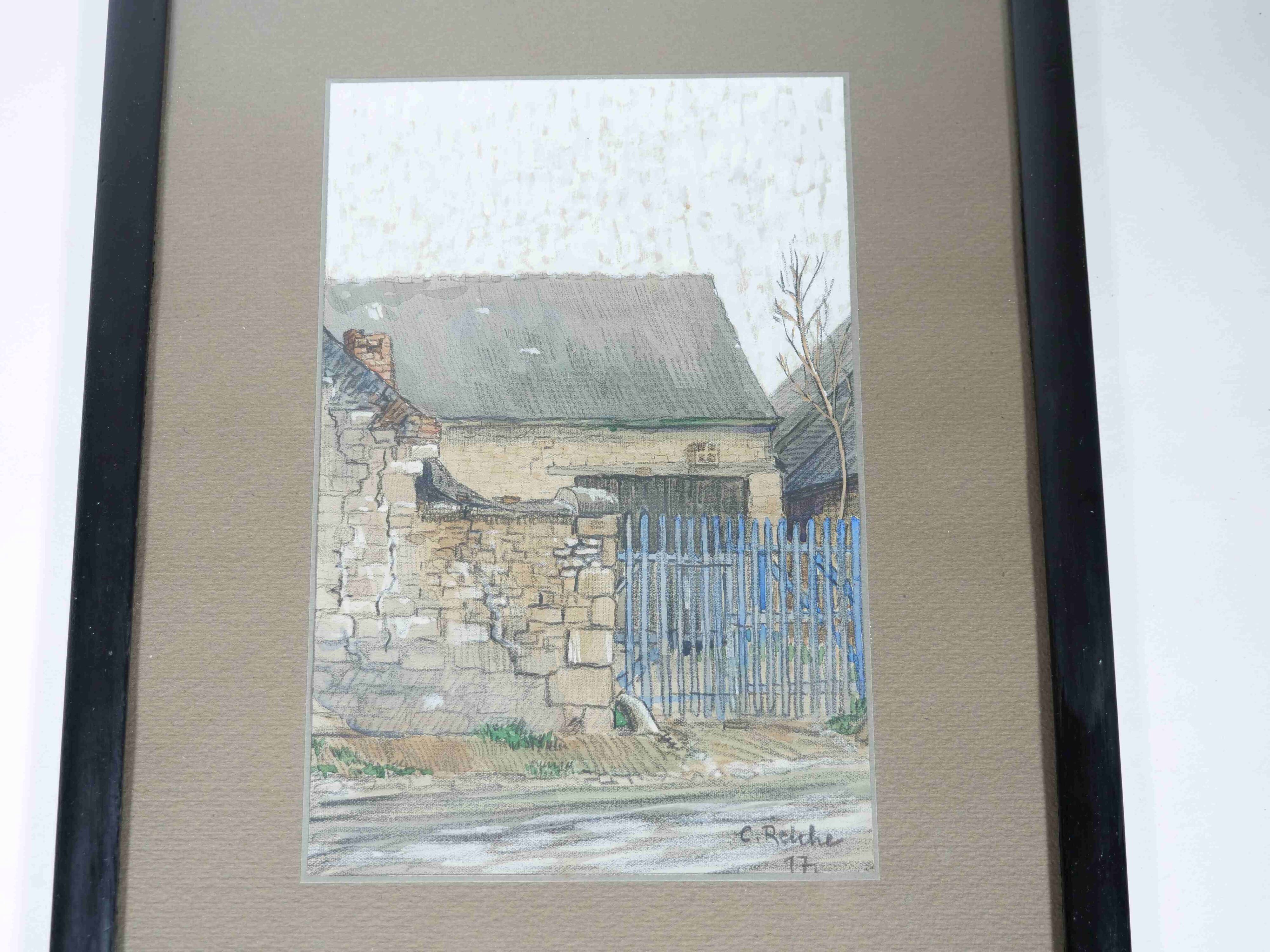 Watercolor Shed in Sévigny / Champagne – Signed Reiche, 1917