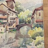 Aquarelle village ancien