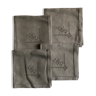 Set of four old towels in pure linen thread embroidered and monogrammed tinted in greige