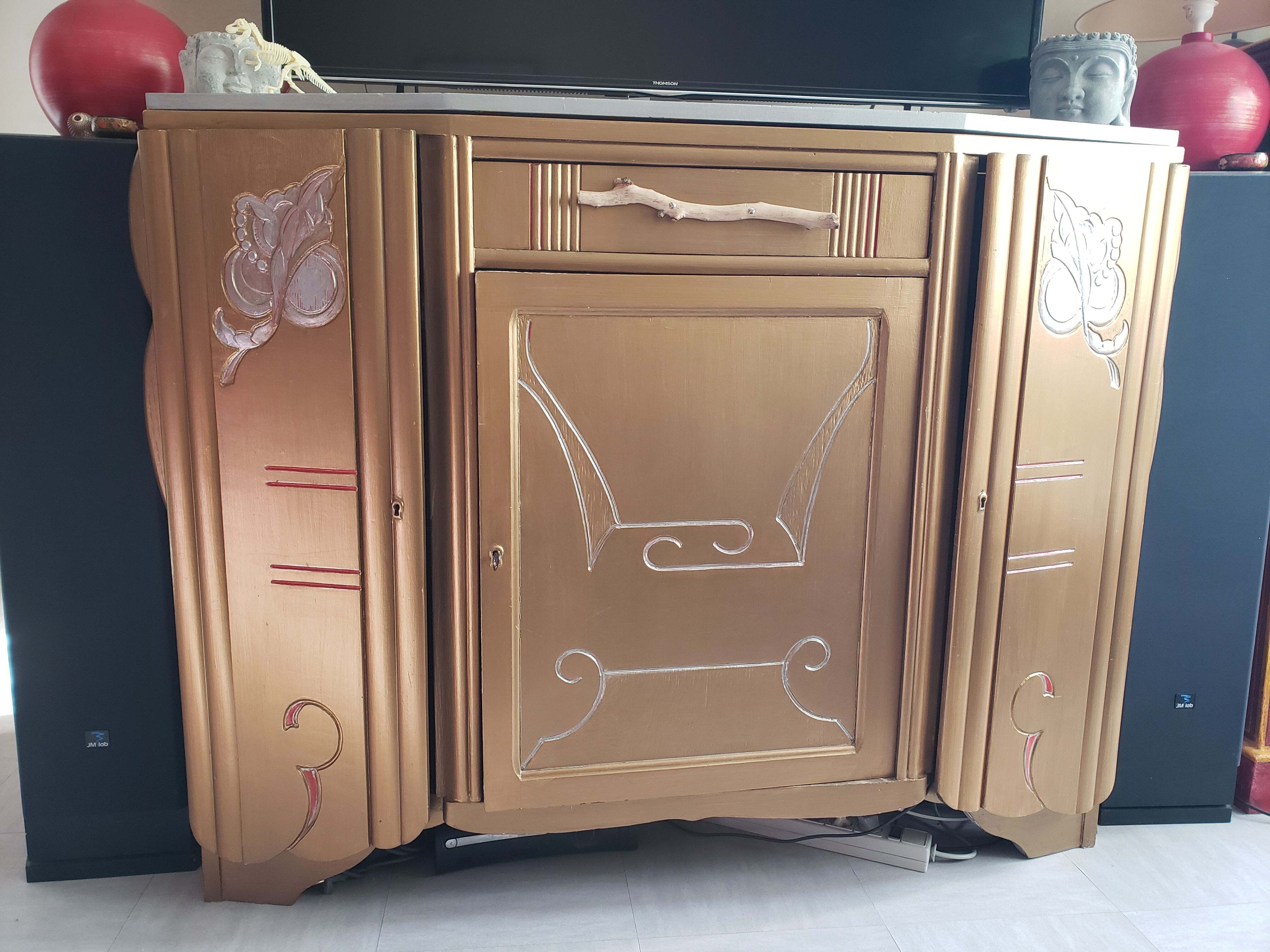 Restyled art deco storage side cabinet