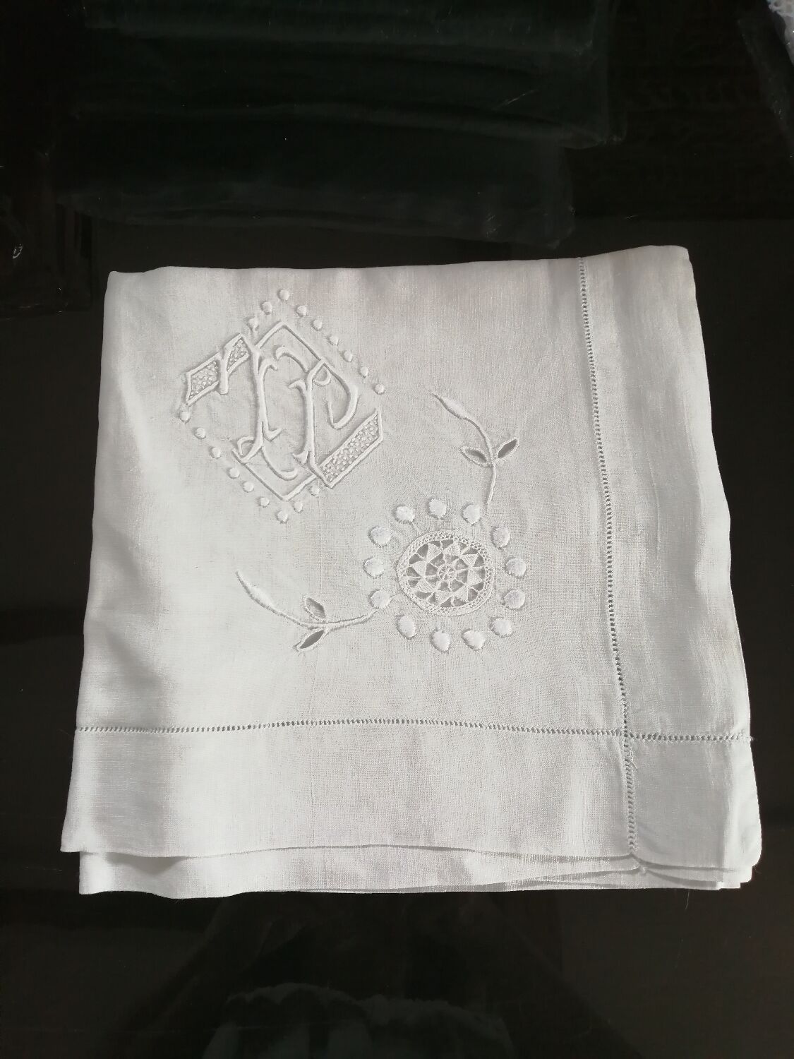Linen pillowcase embroidered and monogrammed