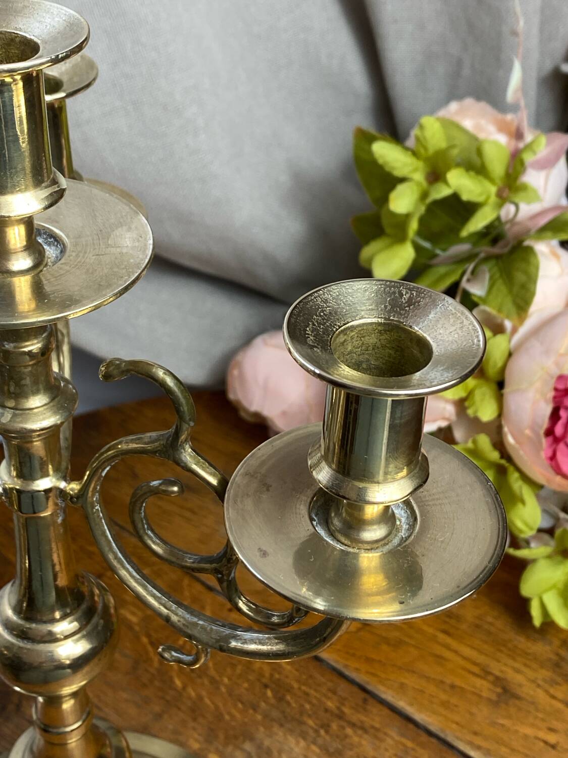 Candlestick, four-light brass candelabra