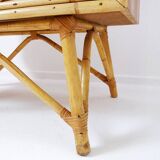 Vintage Bamboo Rattan Wicker Cane Chest Of 4 Drawers
