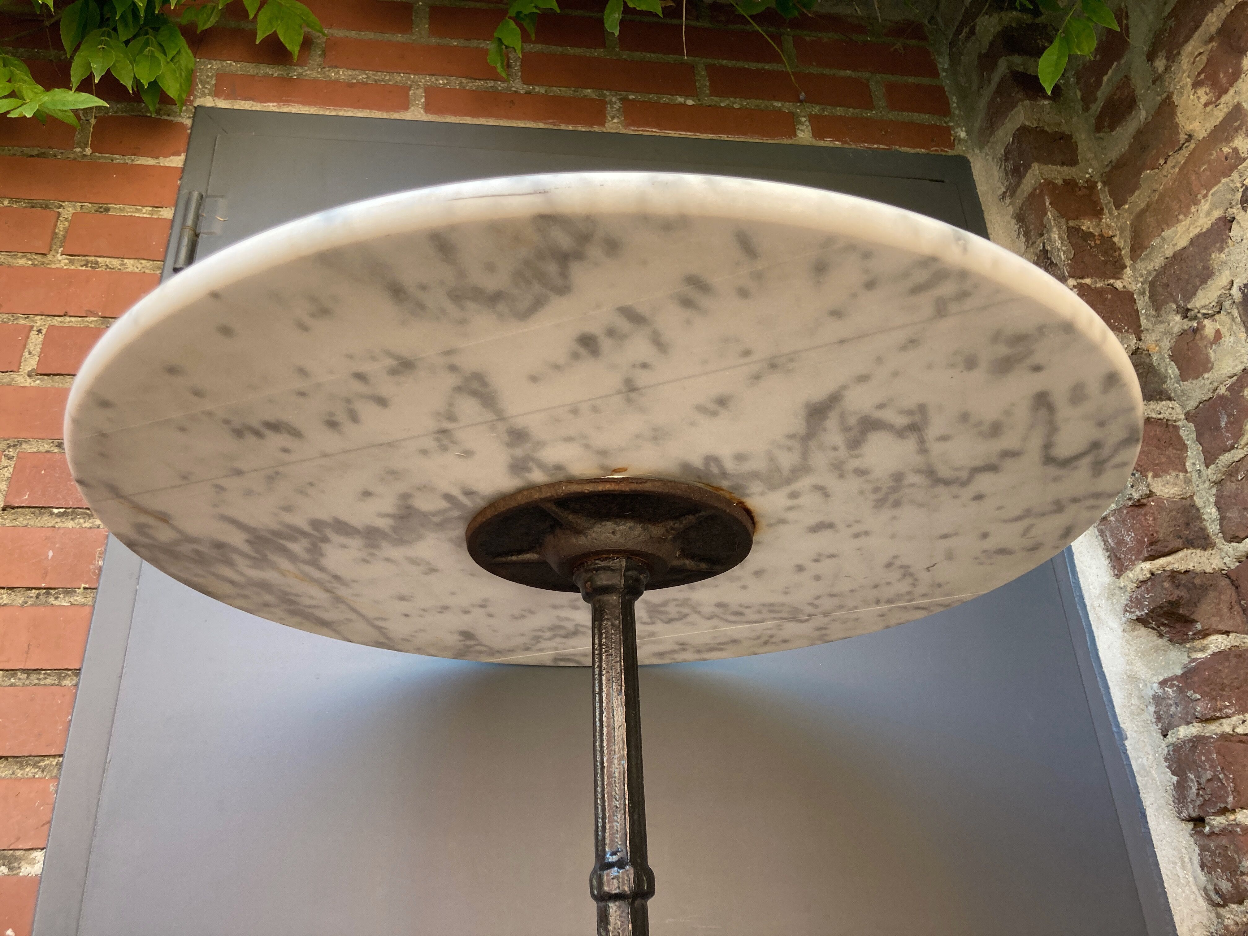 Bistro table marble and cast iron art deco
