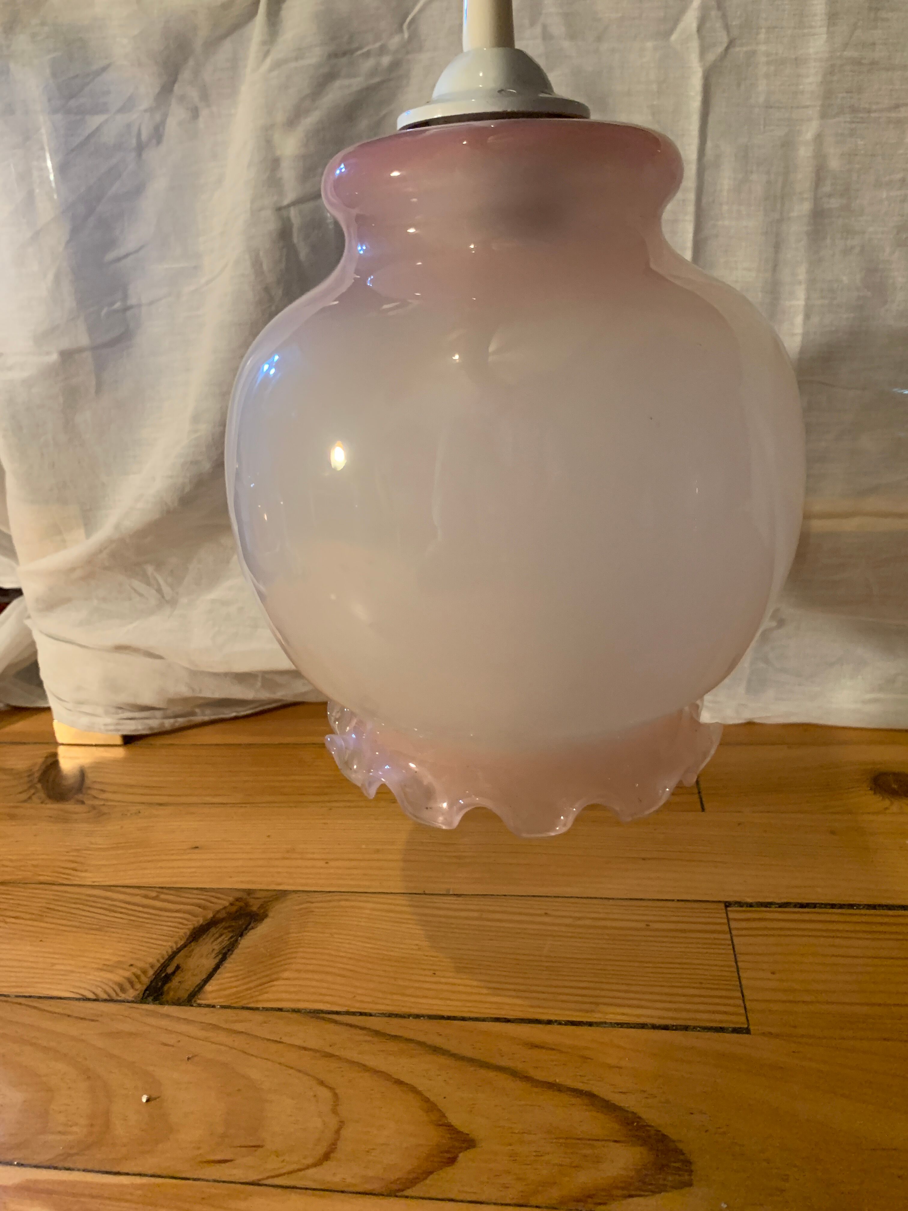 Vintage pink opaline pendant light