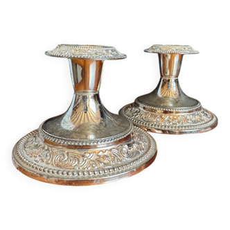 Silver-plated metal candlesticks from the 1980s.