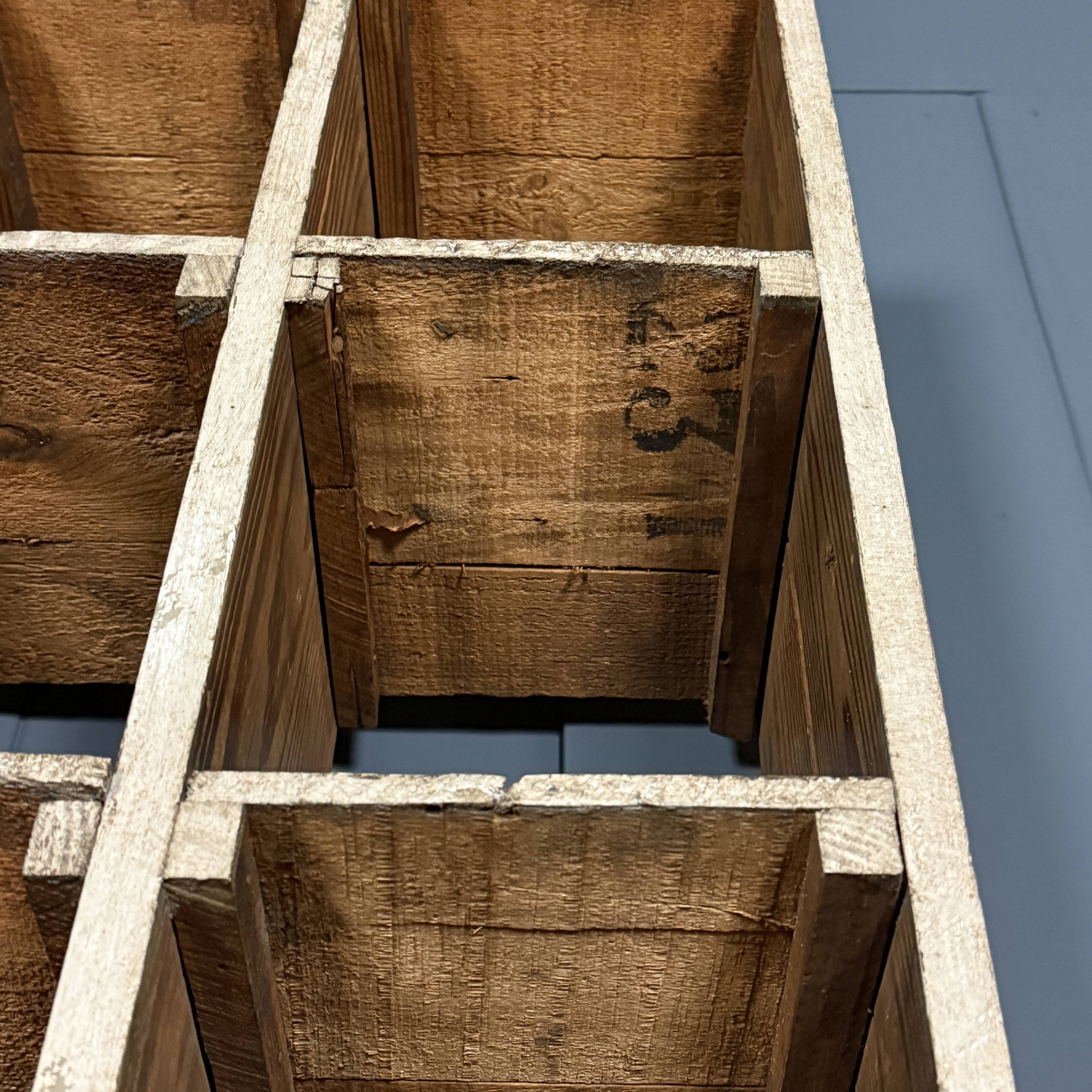 Large old industrial wooden workshop pigeonhole cabinet