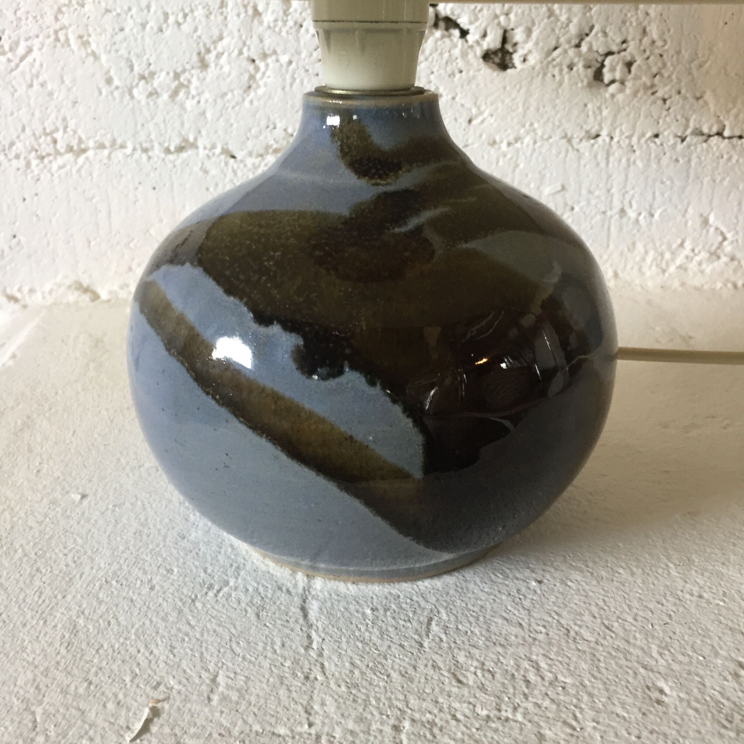 Blue ceramic lamp, circa 1980.