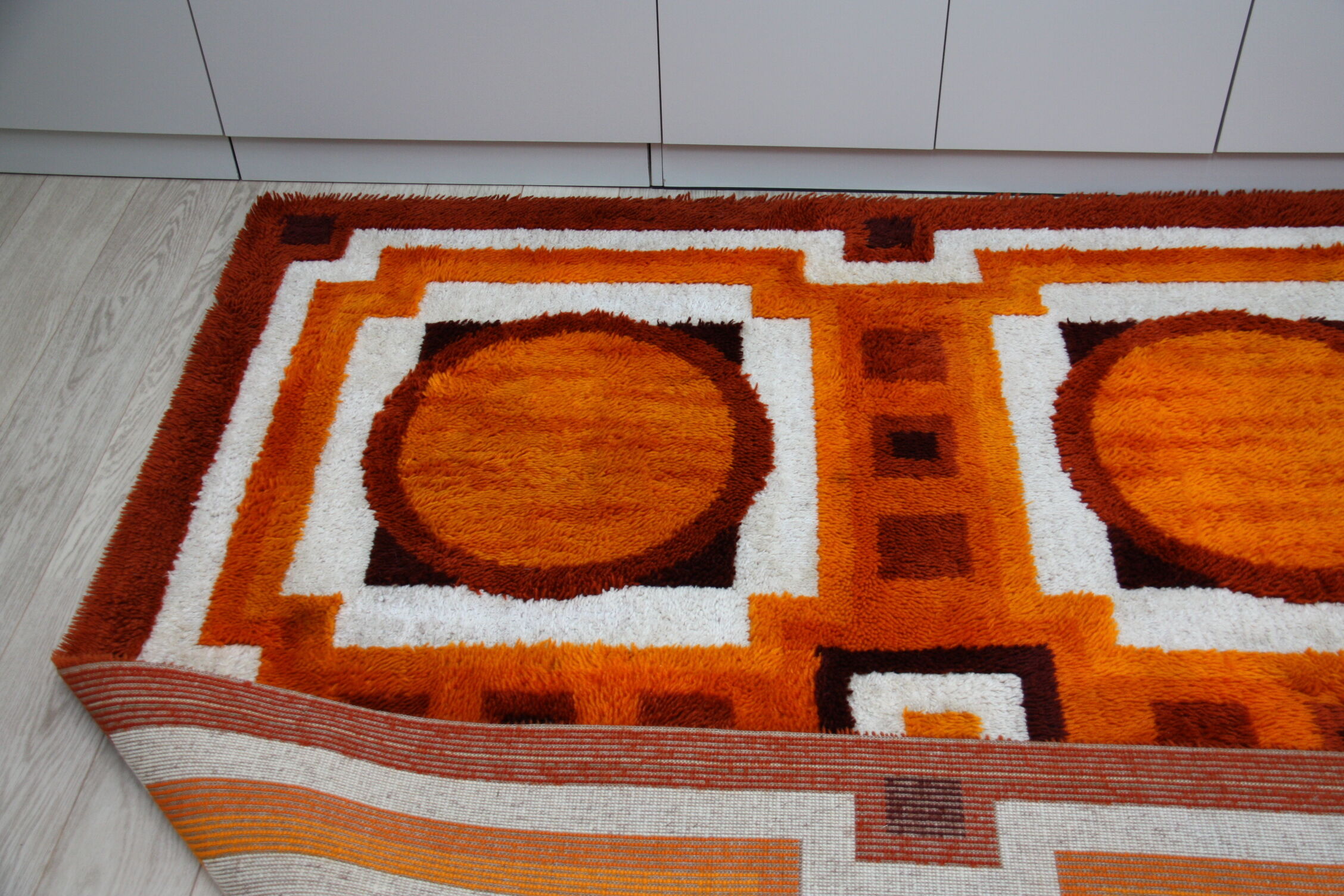 Vintage carpet in wool - 'fity shades of orange' - Germany - 1960's