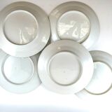 5 assiettes dessert blanche avec liseré vert 19,5cm