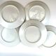 5 white dessert plates with green border 19,5cm