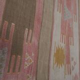 Handwoven Vintage Sivas Kilim Runner in Green Geometric Pattern 2'8'' x 12'6''