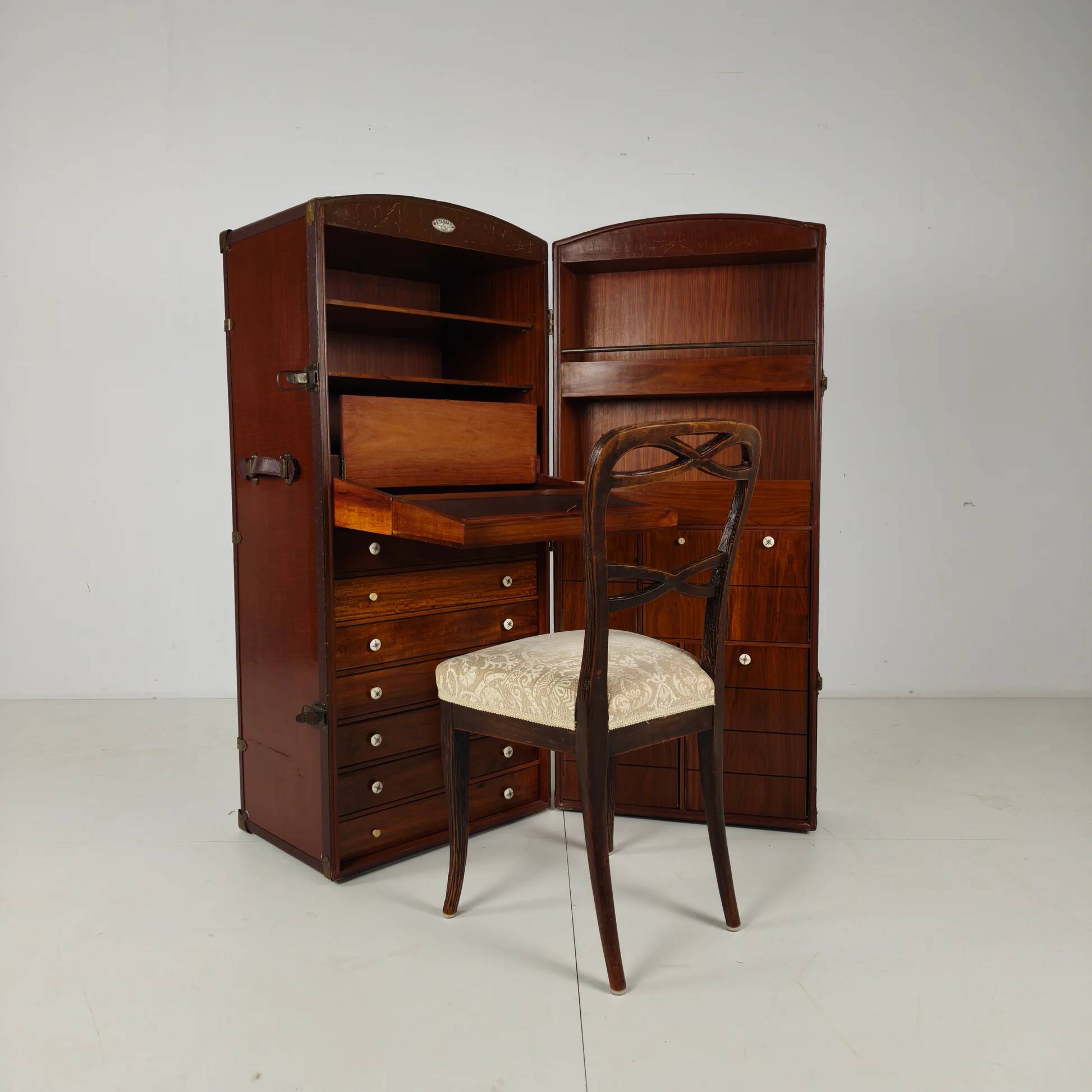 Starbay nautical steamer trunk campaign desk – 20th century