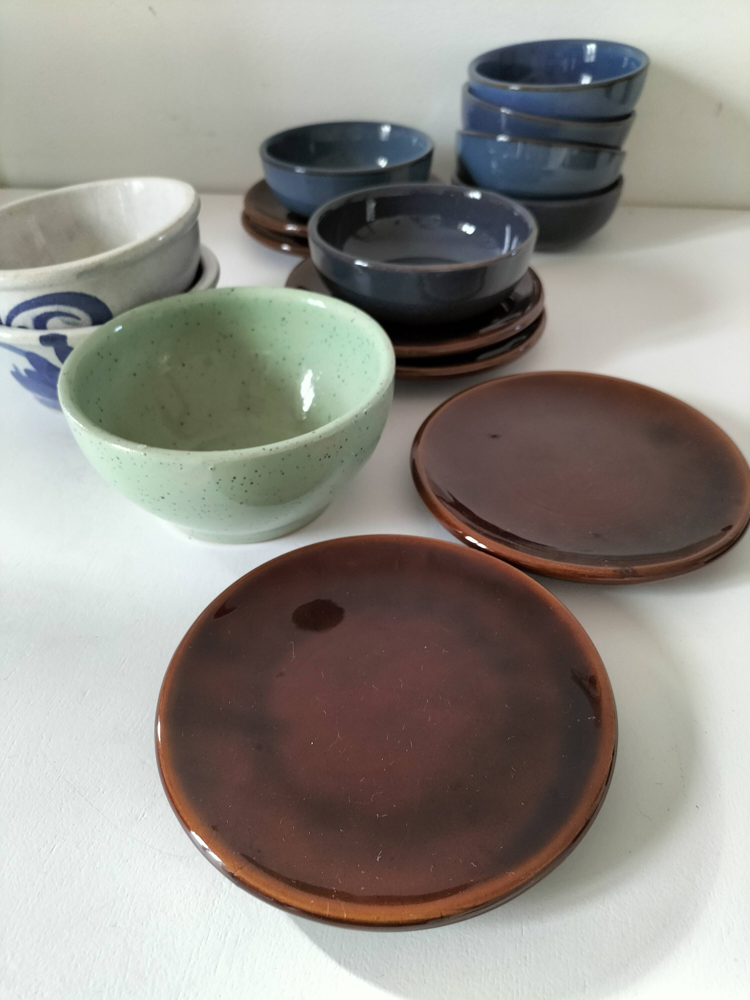 Vintage blue bowl mix & match set – country breakfast spirit
