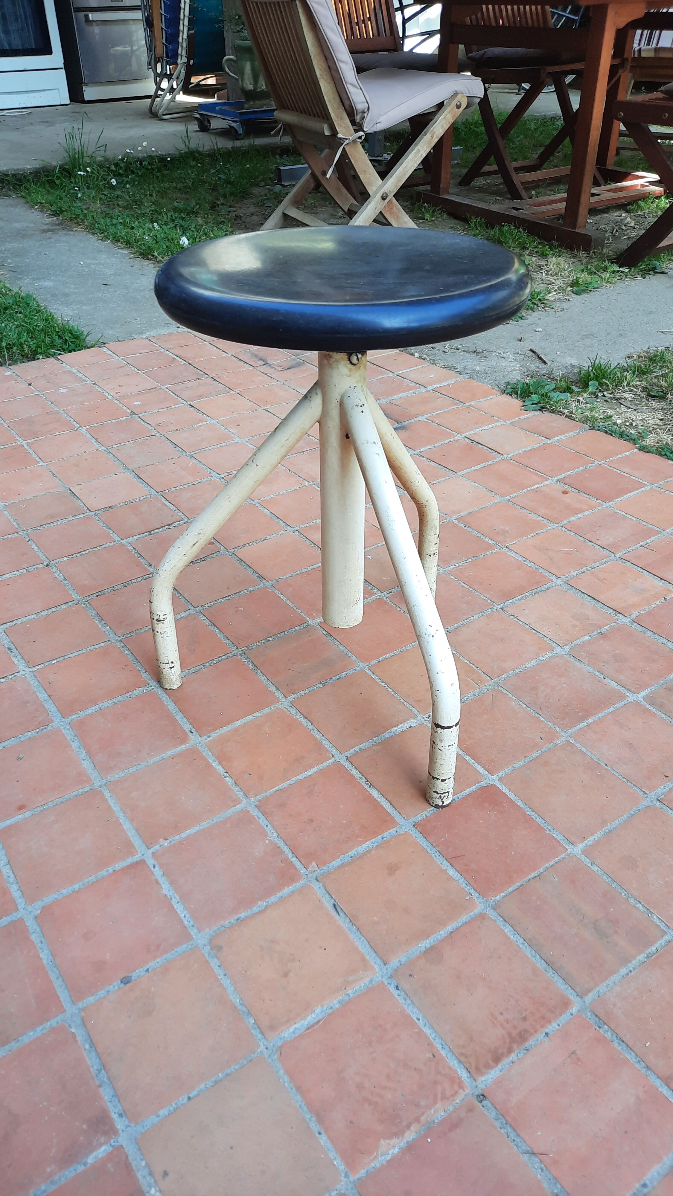 Metal and Bakelite screw stool