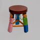 African stool carved and hand-painted – Unique piece from Burkina.