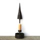 Imposing brutalist wrought iron candlestick "spear", signed, 1950s.