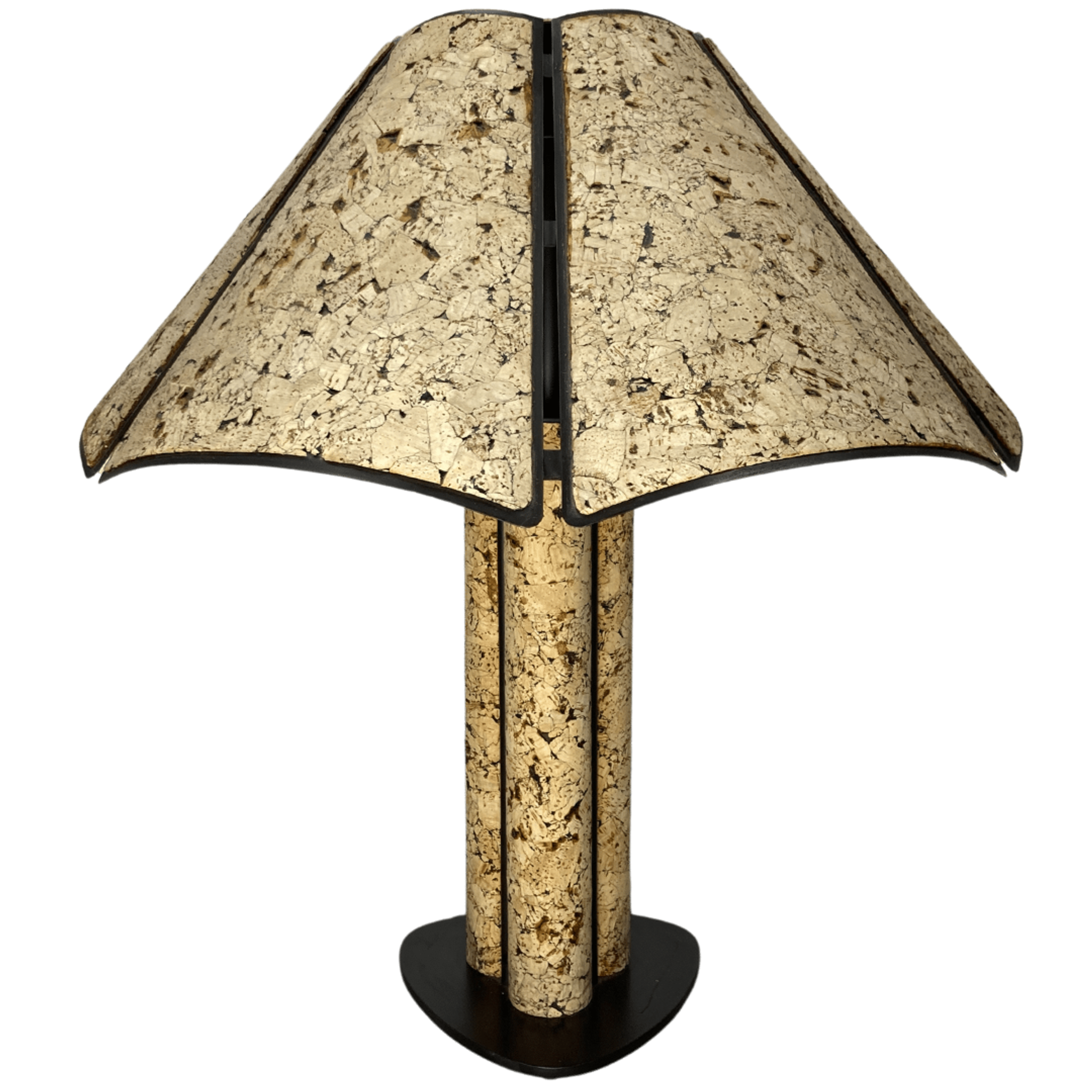 Large Cork and Black Metal Table Lamp, Germany, 1970s