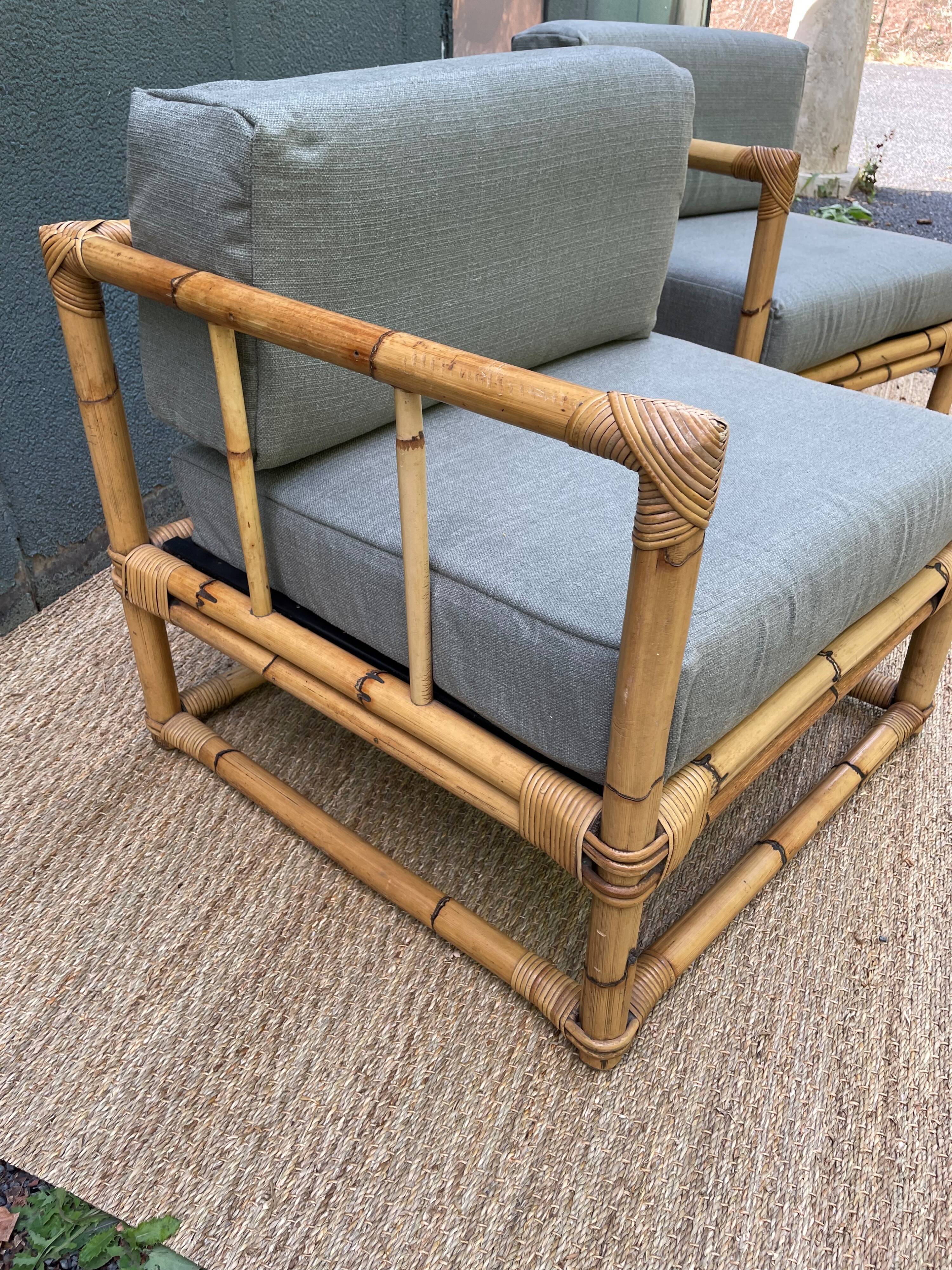 Paire de fauteuils en rotin vintage