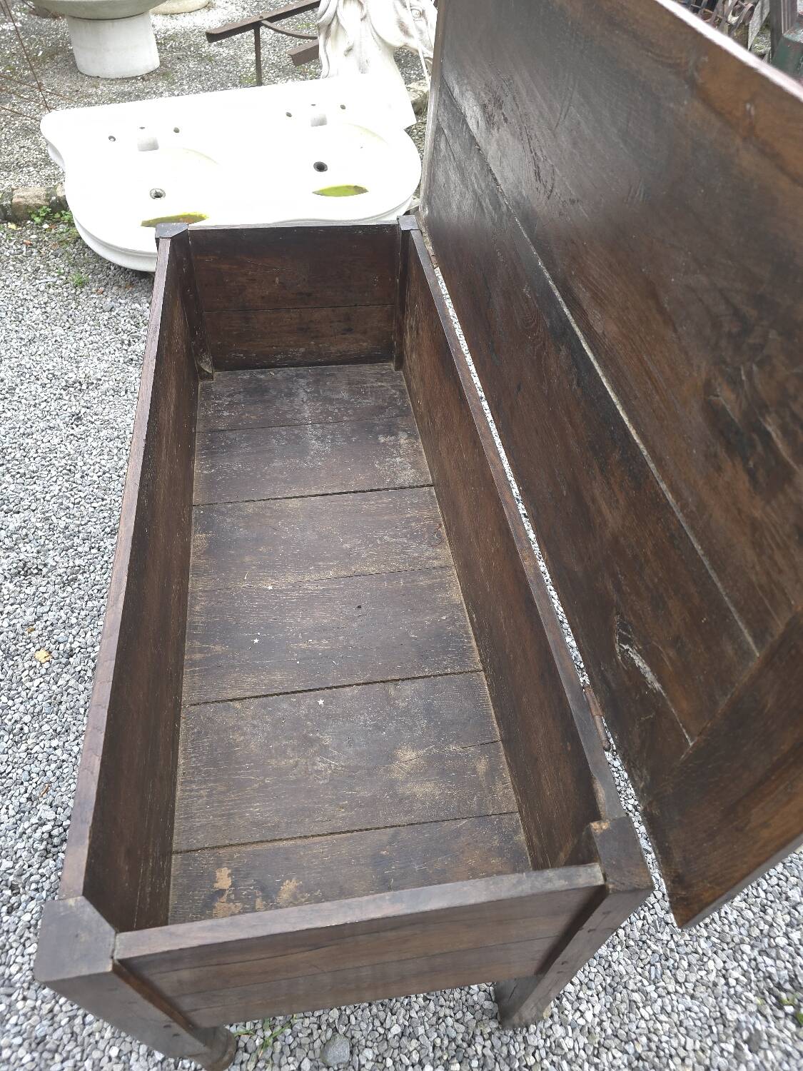 Antique chest, oak kneading trough