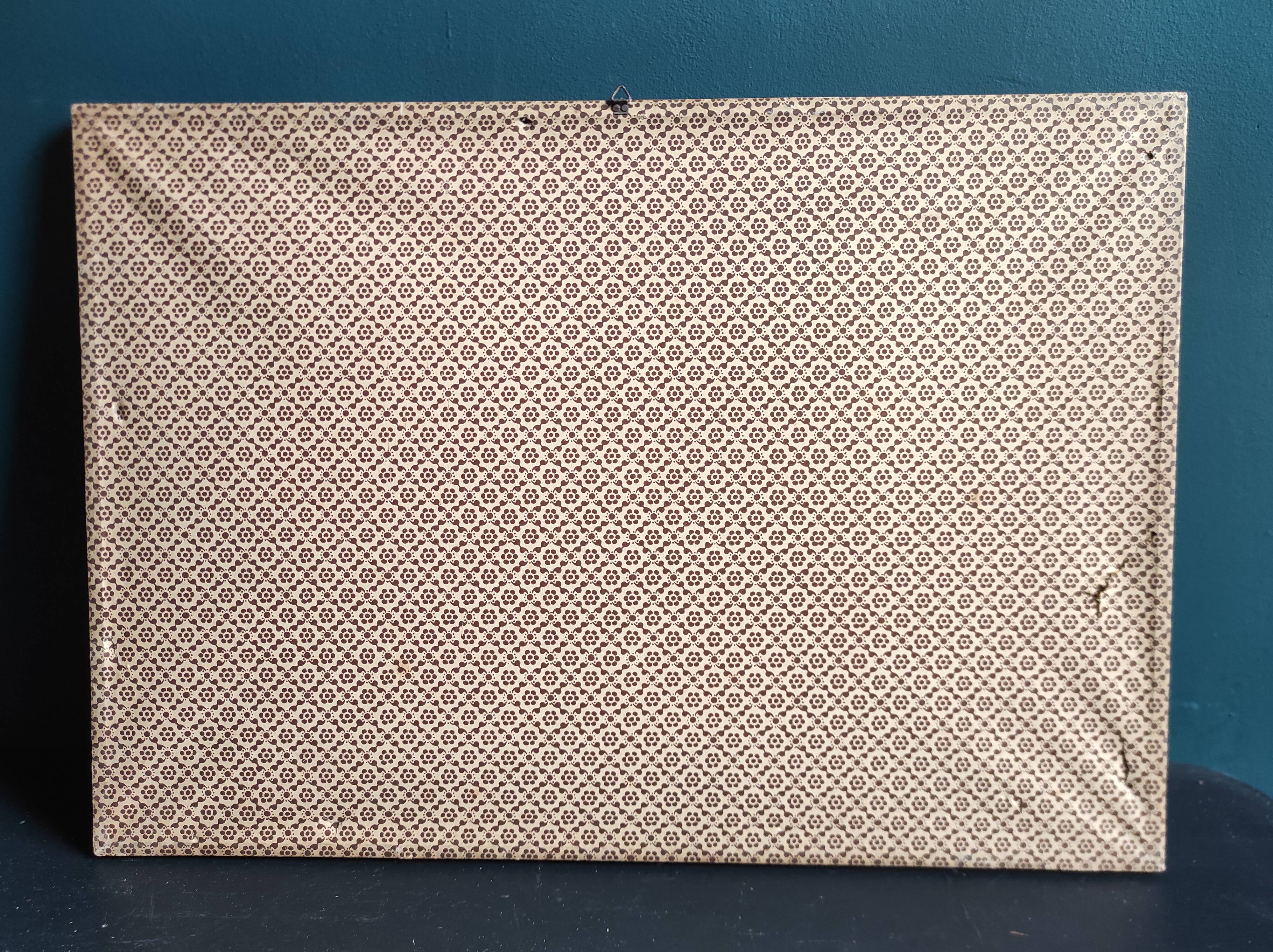 Vintage French watercolour with a basket  full of pansies