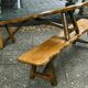 Pair of brutalist benches in solid blond elm by Aranjou, France, 1970s